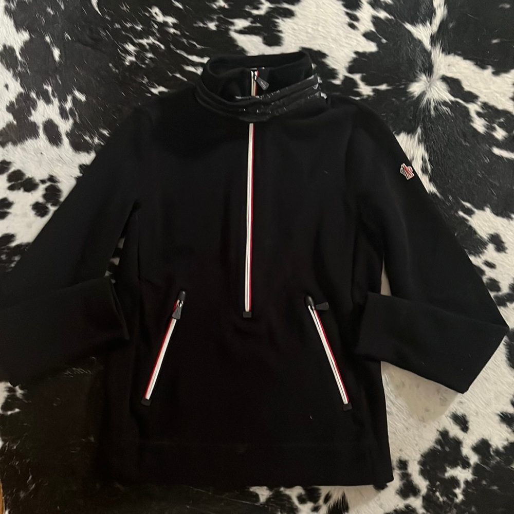 NWT  Moncler Grenoble Quilted Fleece Turtleneck Black Sweater